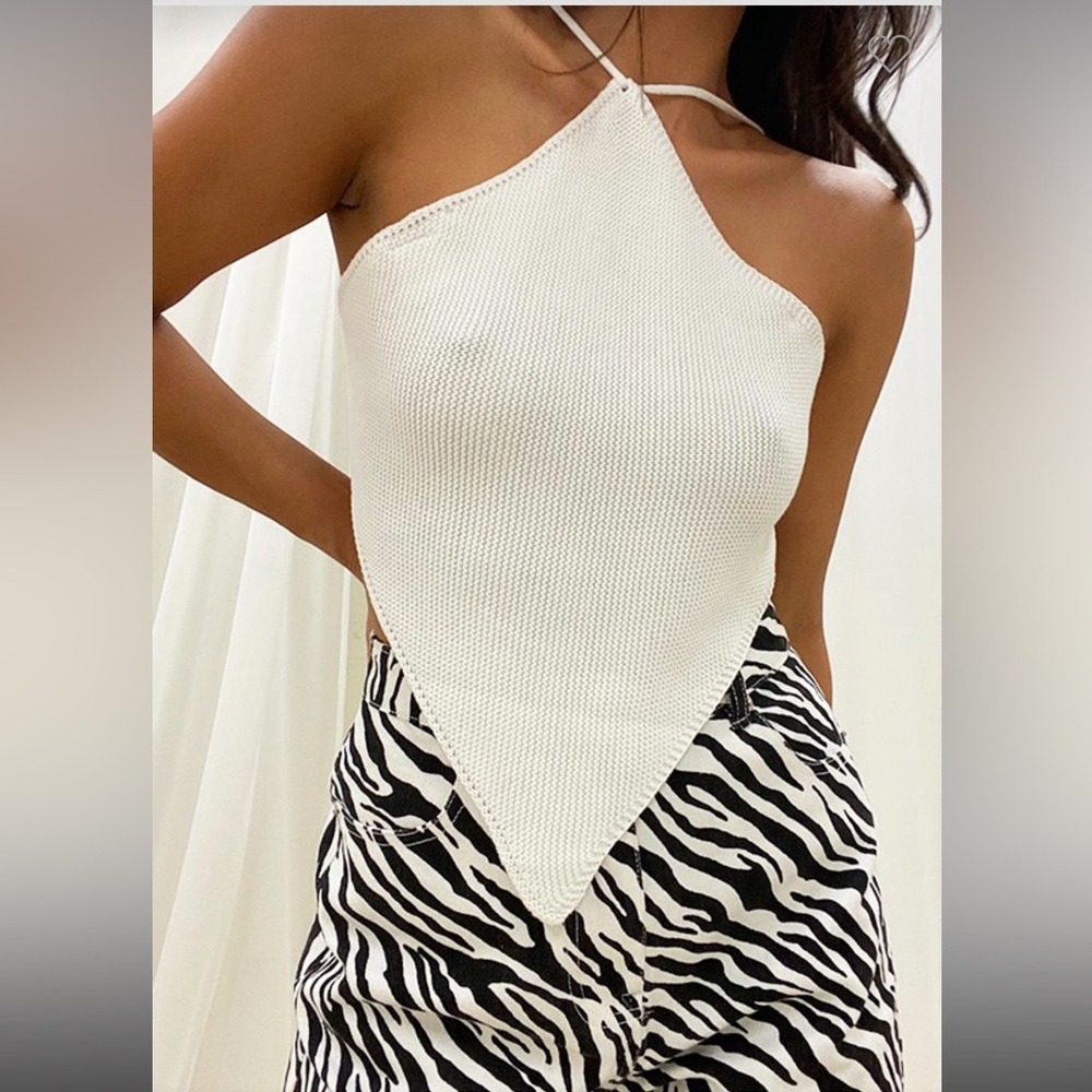 White Open Back Knit Top Size: Small, Medium and Large